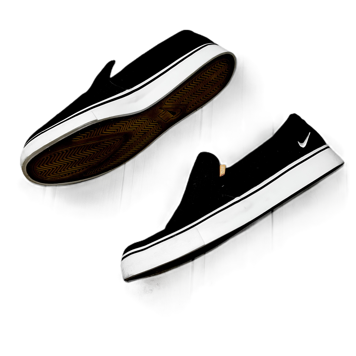 Black Shoes Flats By Vans, Size: 10