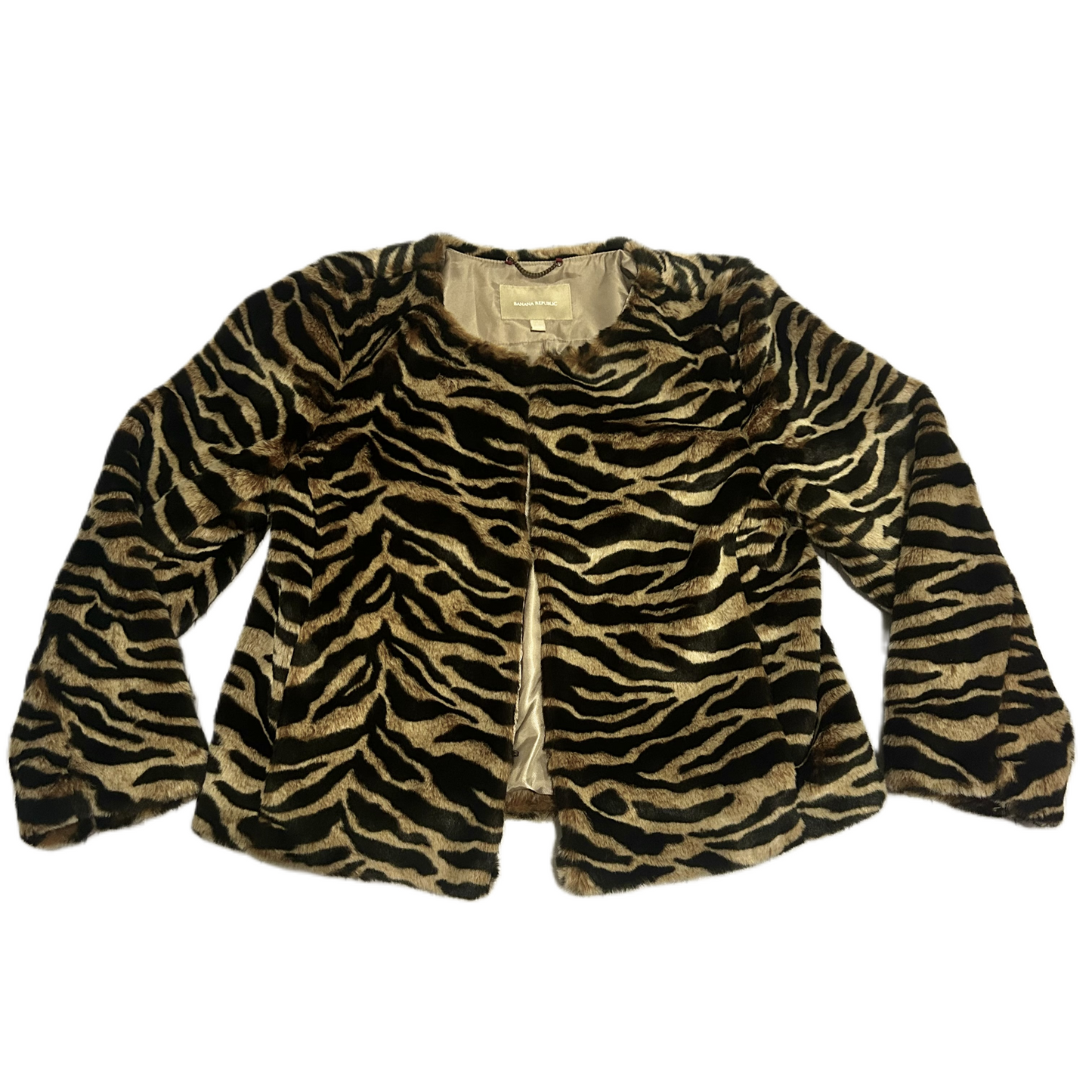 Jacket Faux Fur & Sherpa By Banana Republic In Leopard Print, Size: L