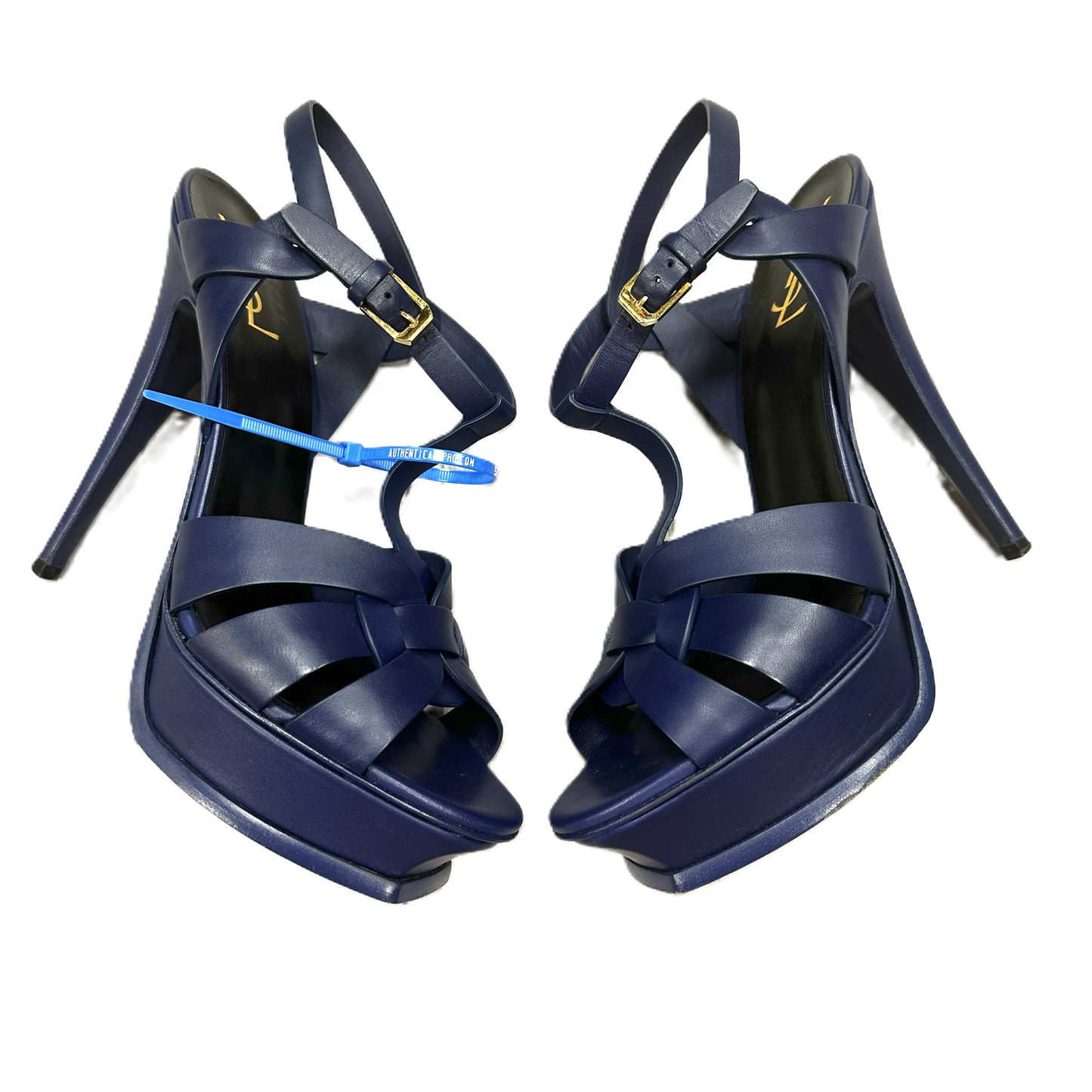 Sandals Luxury Designer By Yves Saint Laurent In Blue, Size: 10