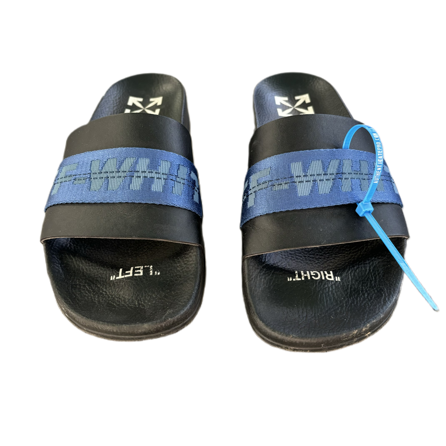 Sandals Luxury Designer By Off-white In Black & Blue, Size: 8.5