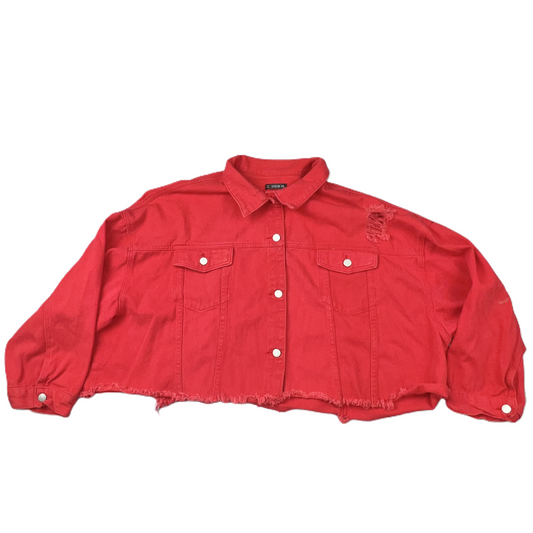 Red Denim Jacket Denim By Shein, Size: 4x