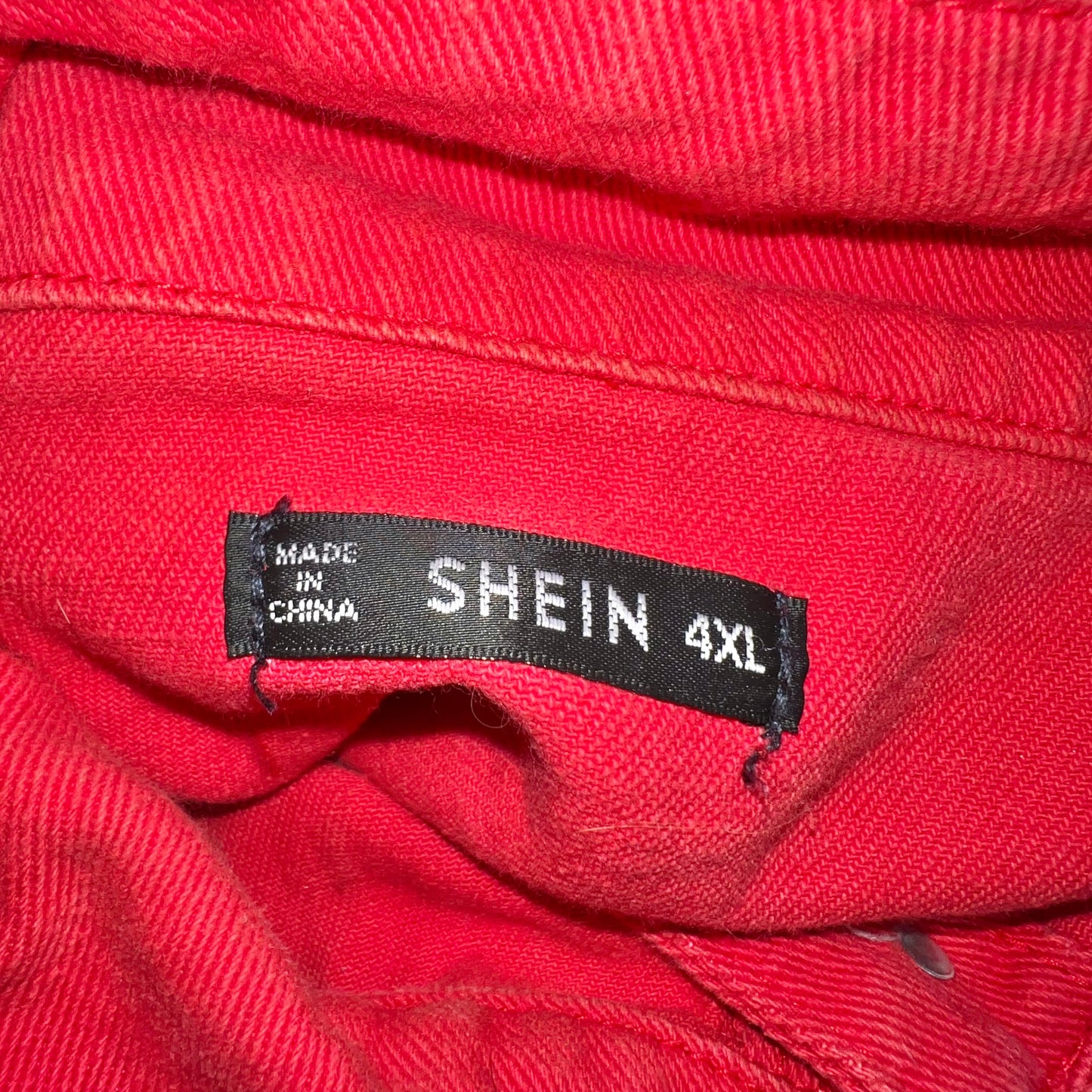 Red Denim Jacket Denim By Shein, Size: 4x