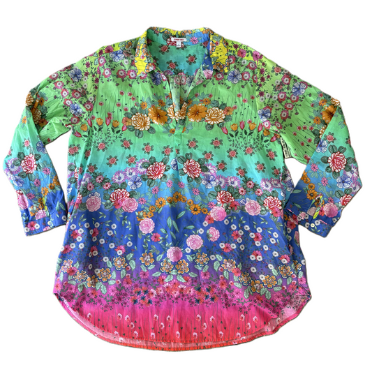 Top Long Sleeve By Johnny Was In Floral Print, Size: L