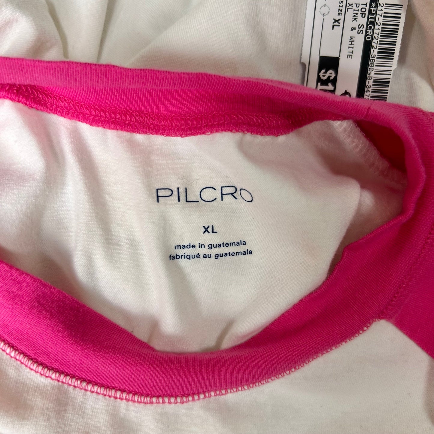 Top Short Sleeve By Pilcro In Pink & White, Size: Xl