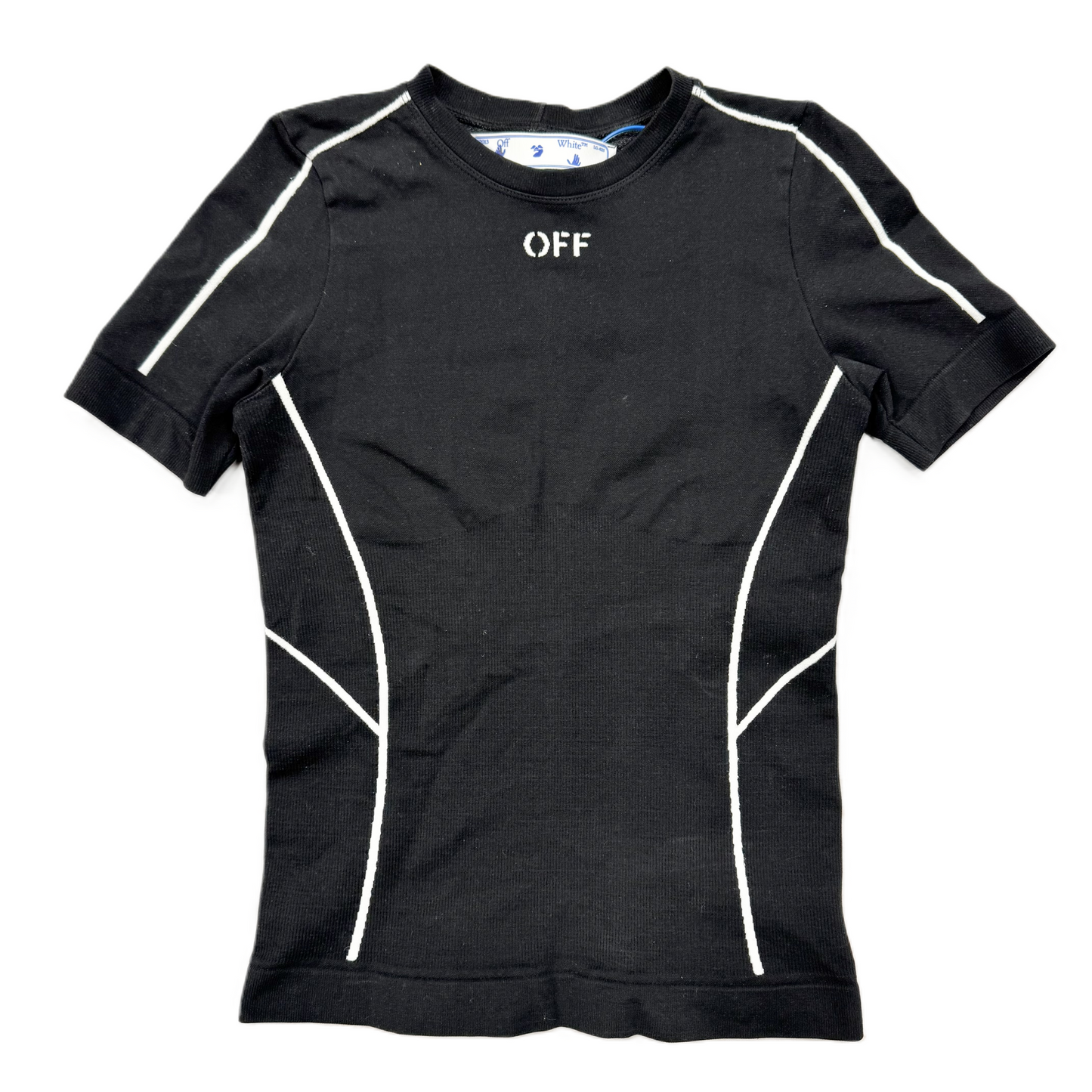 Top Short Sleeve Luxury Designer By Off-white In Black & White, Size: S/M