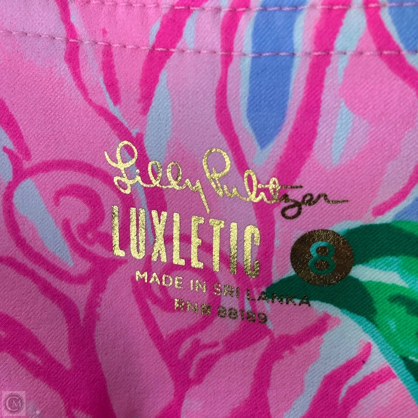 Capris Designer By Lilly Pulitzer In Green & Pink, Size: 8