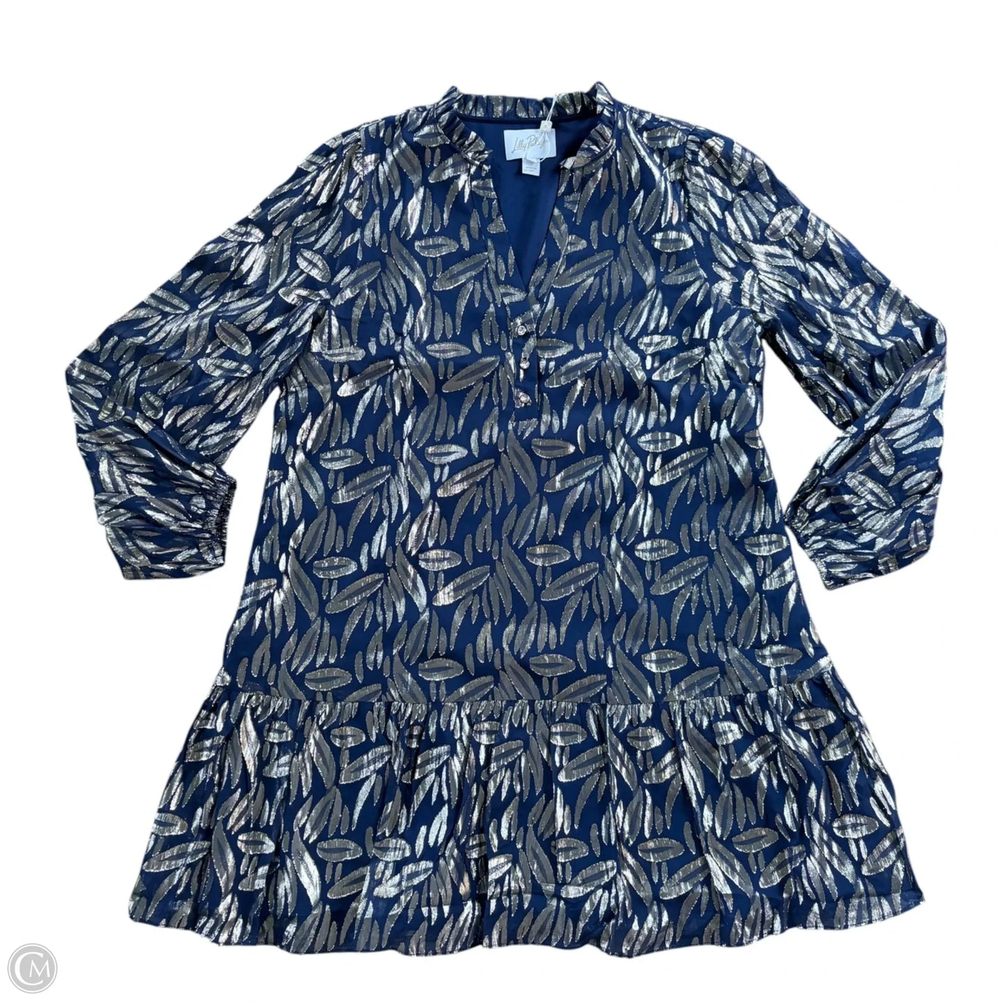 Dress Designer By Lilly Pulitzer In Blue & Gold, Size: L