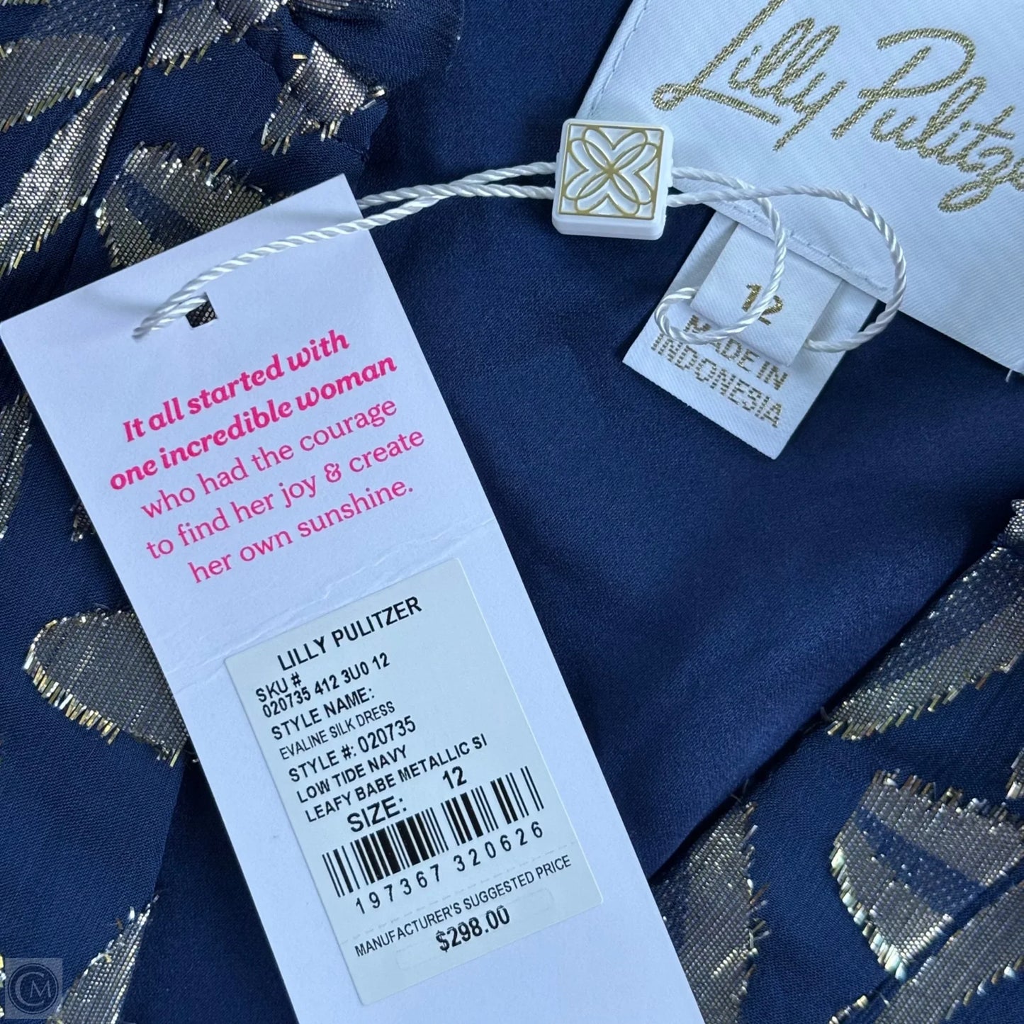 Dress Designer By Lilly Pulitzer In Blue & Gold, Size: L