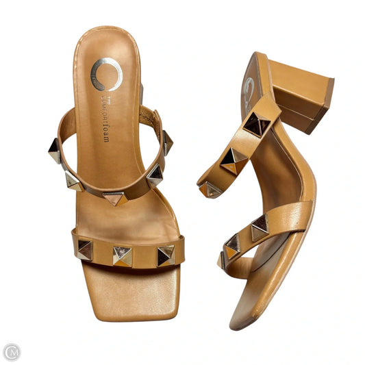 Sandals Heels Kitten By Comfort Foam In Tan, Size: 6.5