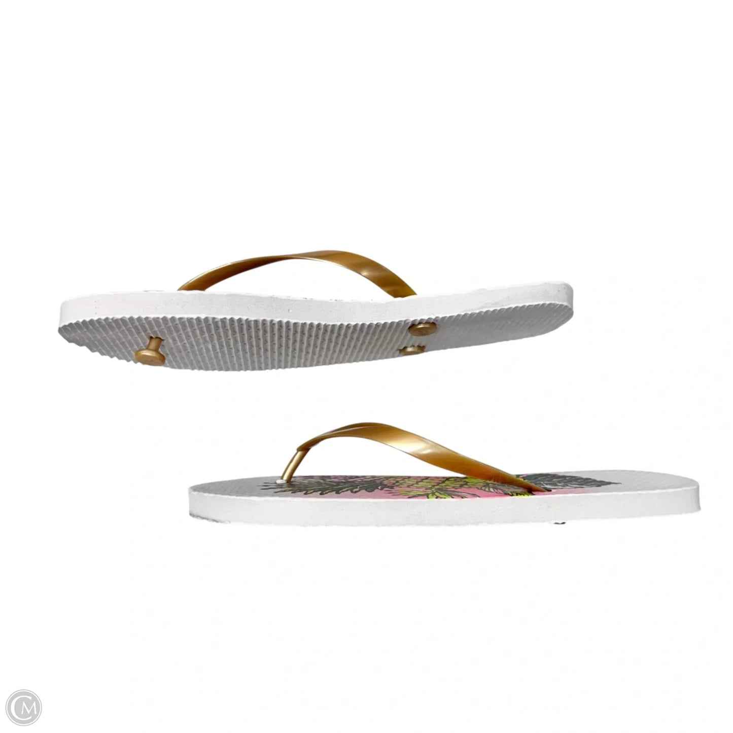 Sandals Flip Flops In Tropical Print, Size: 7.5
