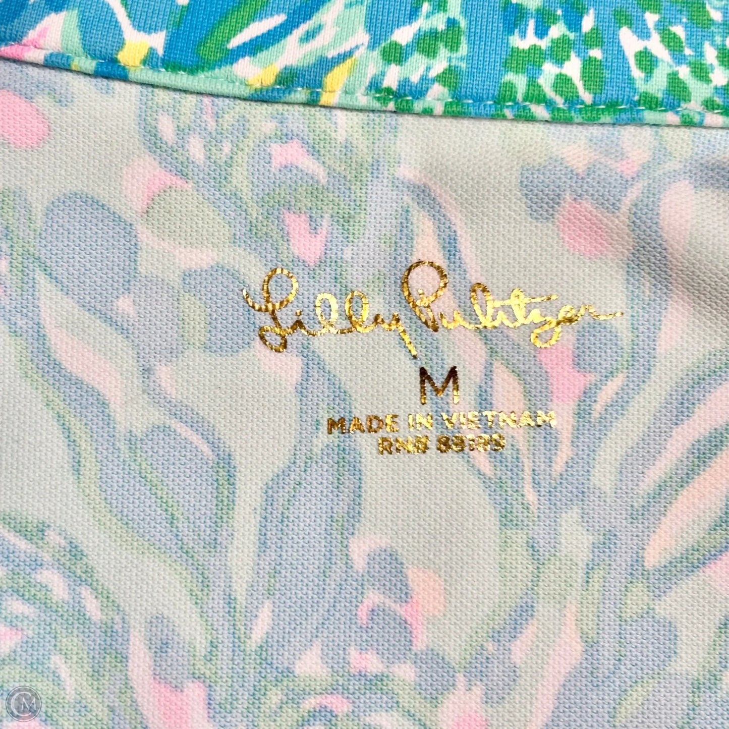 Top Long Sleeve Designer By Lilly Pulitzer In Blue & Green, Size: M