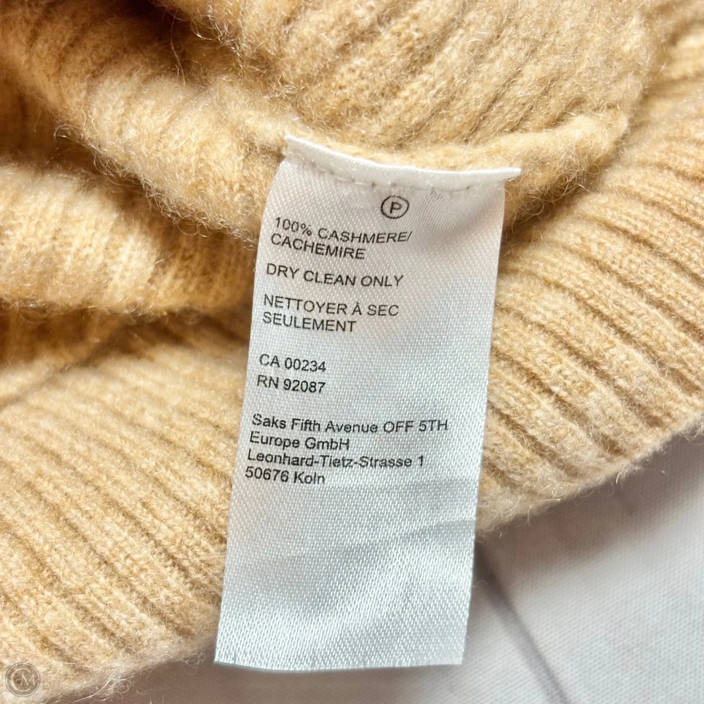 Sweater Cashmere By Saks Fifth Avenue In Tan, Size: M