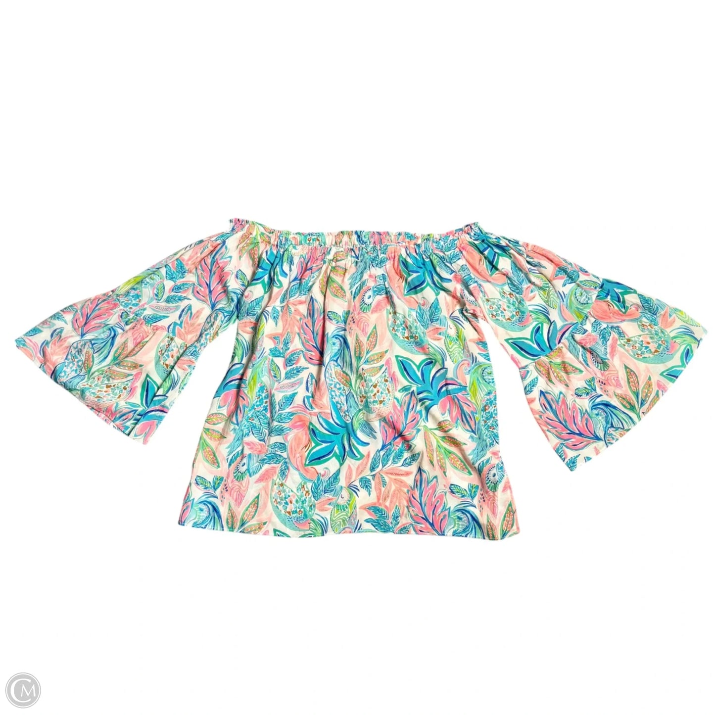 Blouse Designer By Lilly Pulitzer In Blue & Pink, Size: L