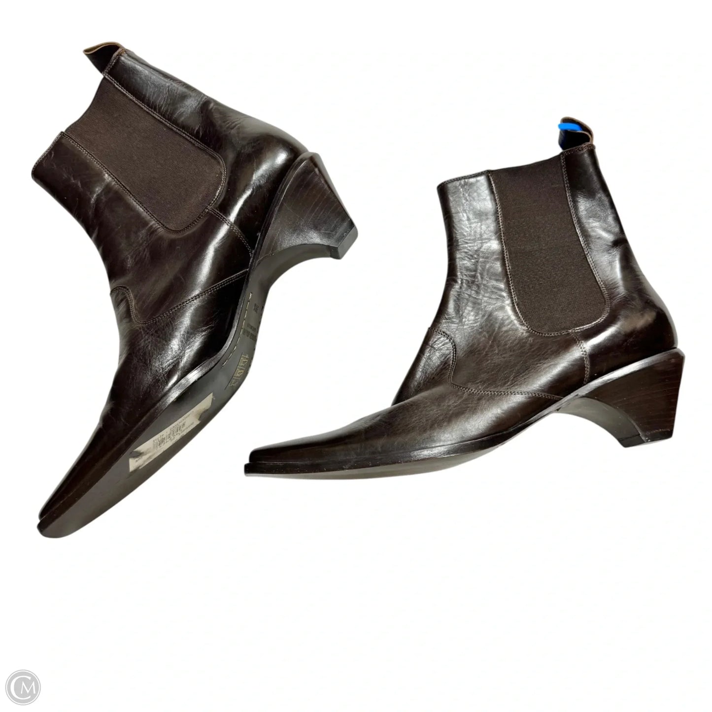 Boots Luxury Designer By Giorgio Armani In Brown, Size: 9