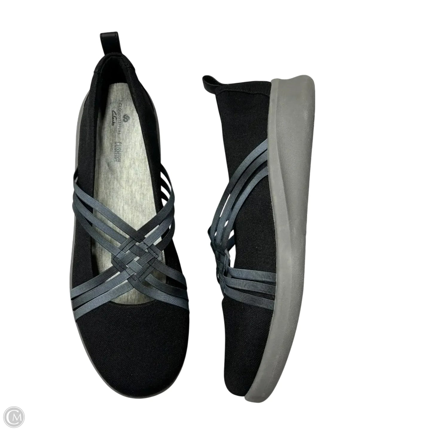 Shoes Flats By Clarks In Black & Grey, Size: 10