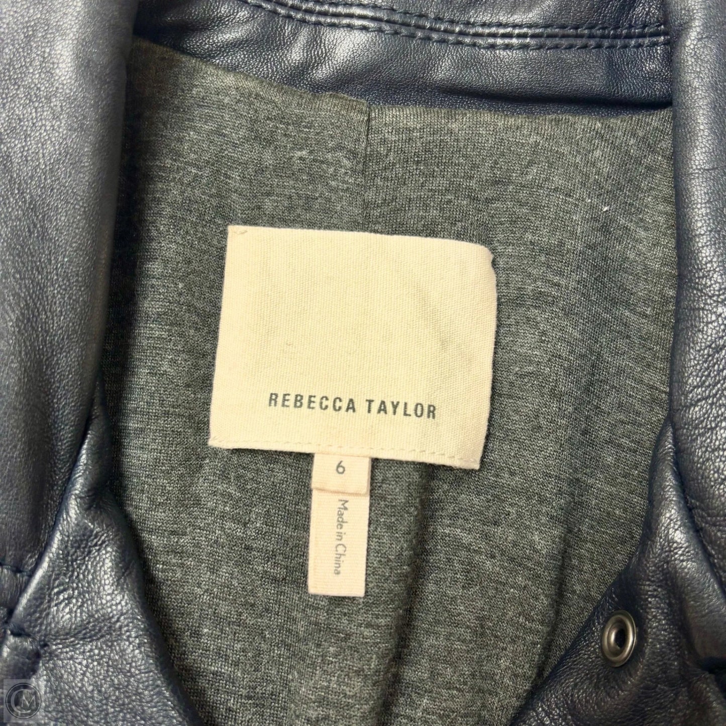 Jacket Moto Leather By Rebecca Taylor In Navy, Size: S