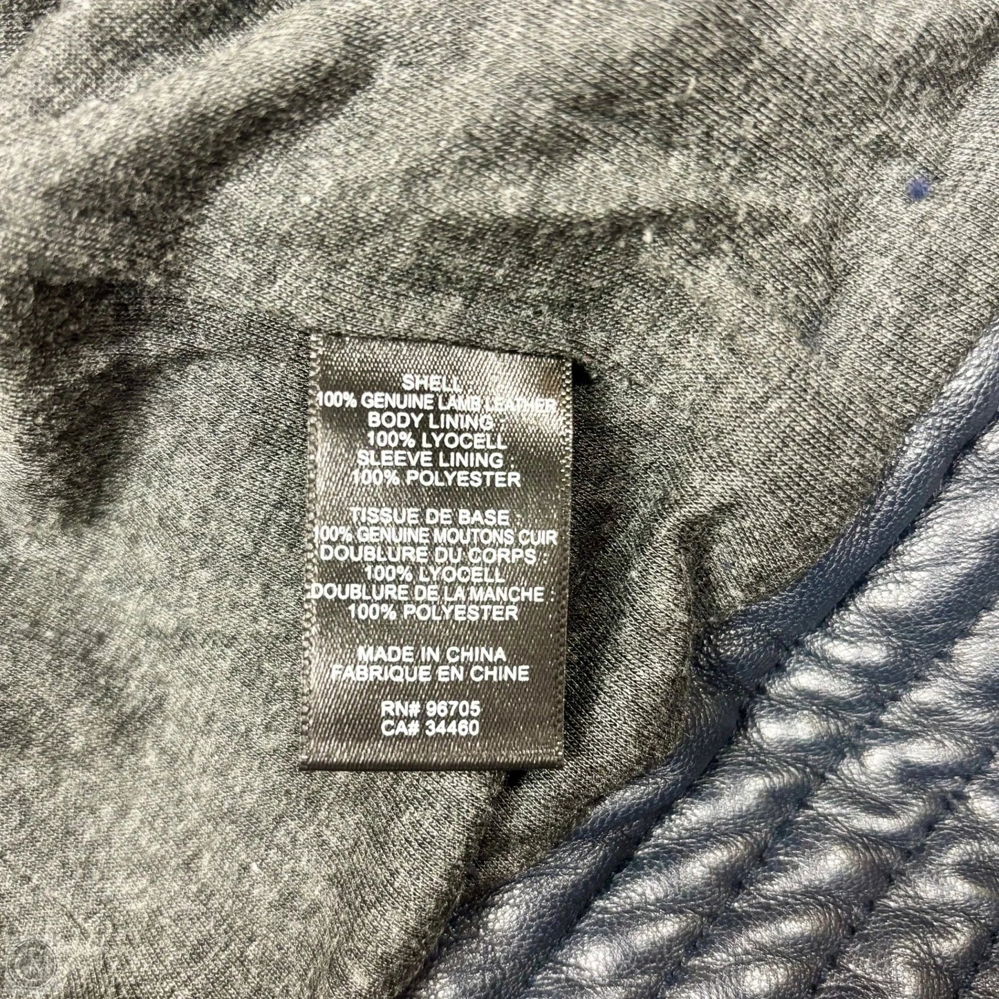 Jacket Moto Leather By Rebecca Taylor In Navy, Size: S