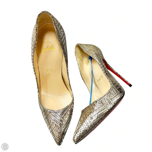 Shoes Luxury Designer By Christian Louboutin In Silver, Size: 6