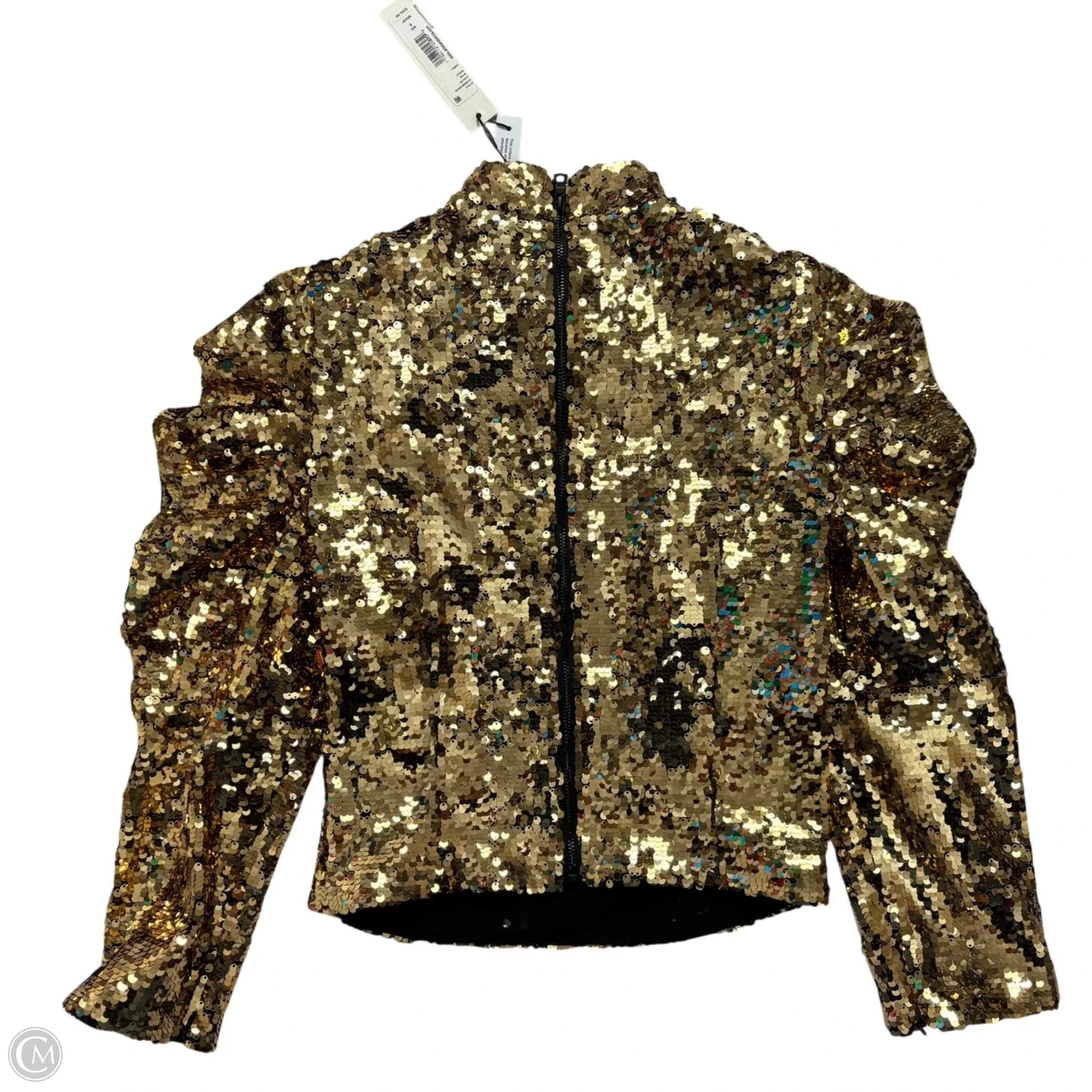 Top Long Sleeve Designer By Alice + Olivia In Gold, Size: S