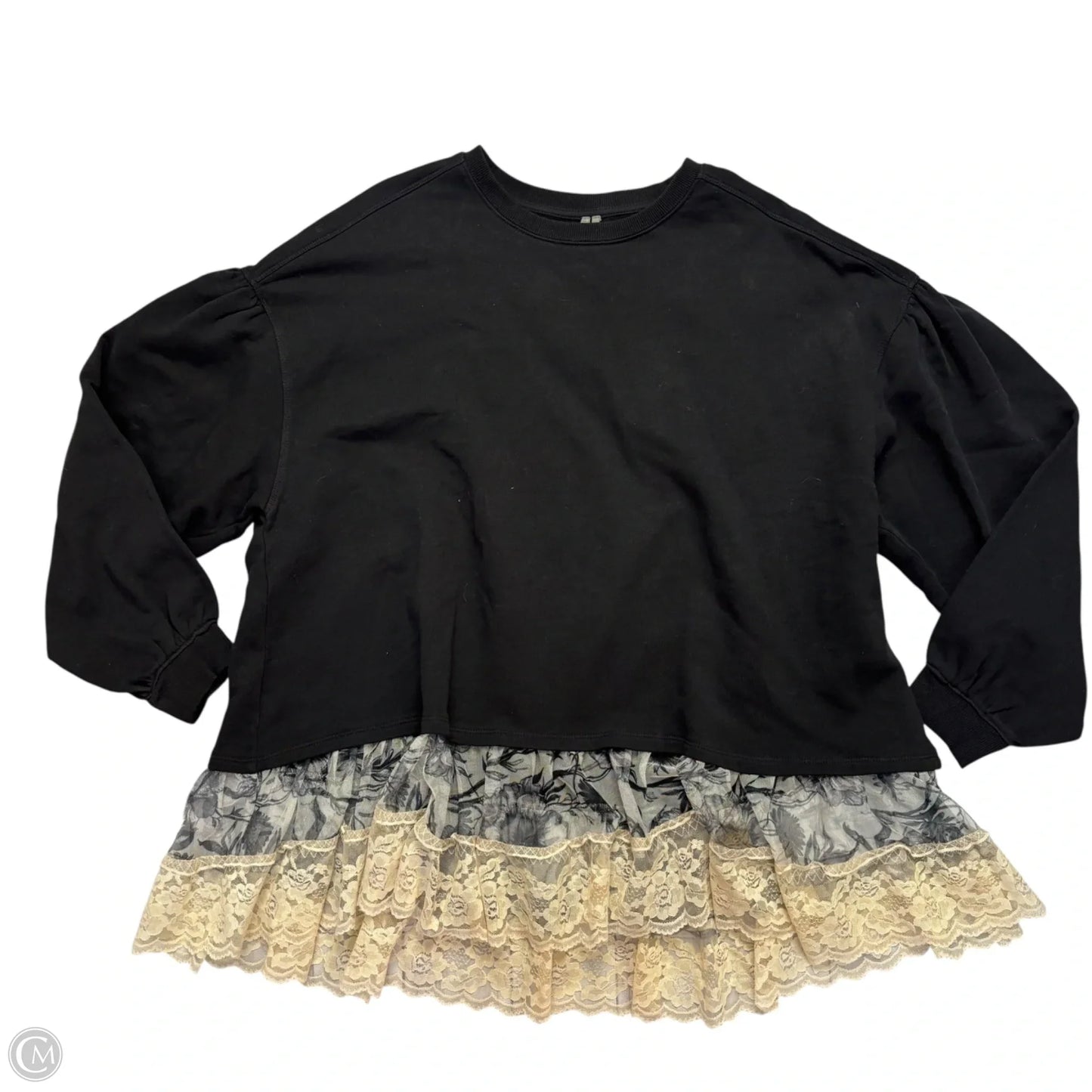 Sweatshirt Crewneck By Anthropologie In Black & Cream, Size: M