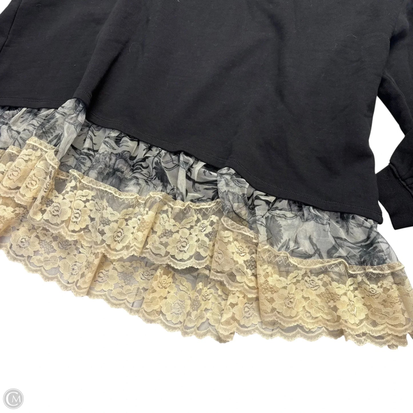 Sweatshirt Crewneck By Anthropologie In Black & Cream, Size: M