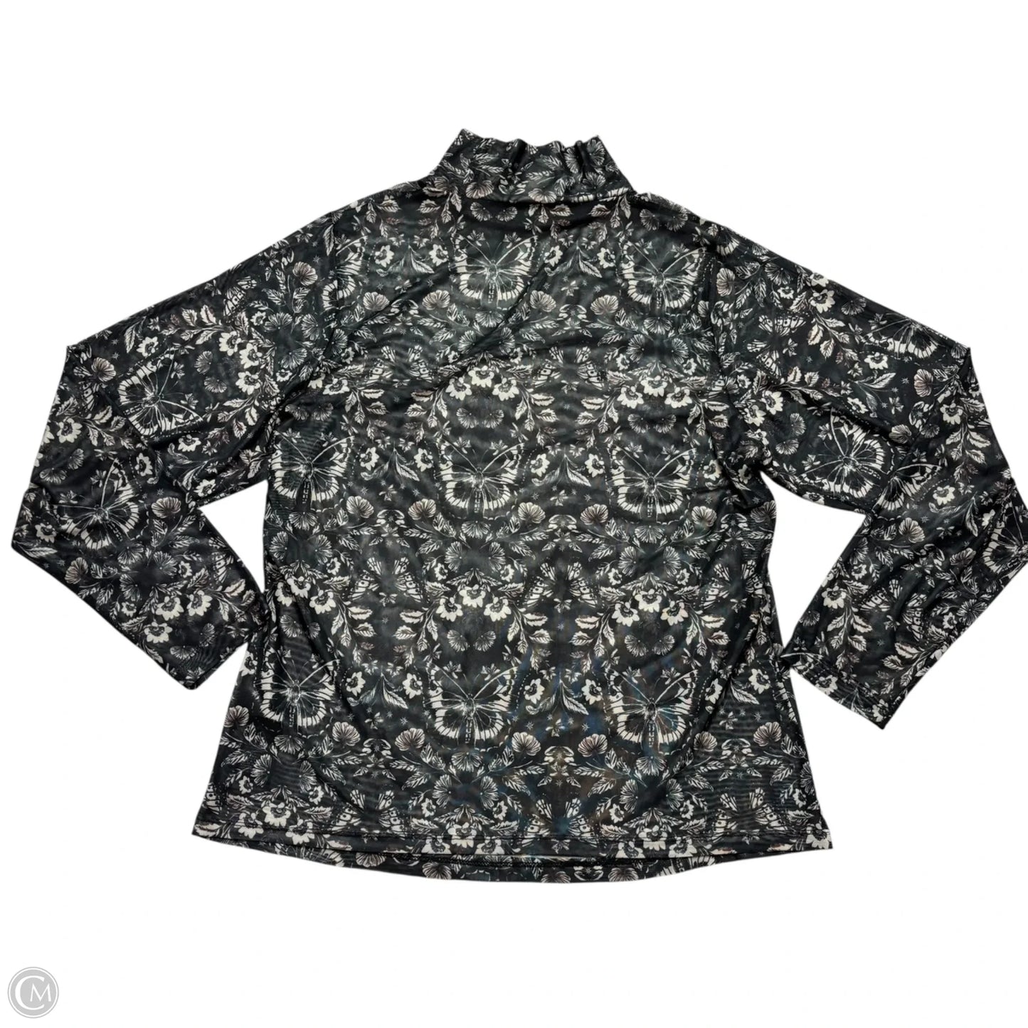 Top Long Sleeve By Anthropologie In Grey & White, Size: 1x