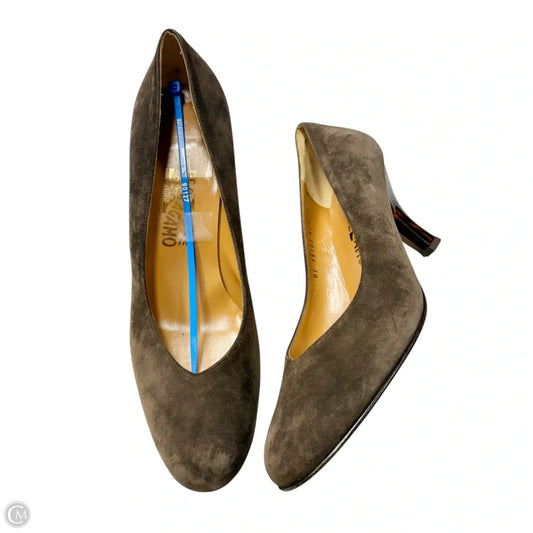 Shoes Luxury Designer By Ferragamo In Brown, Size: 9