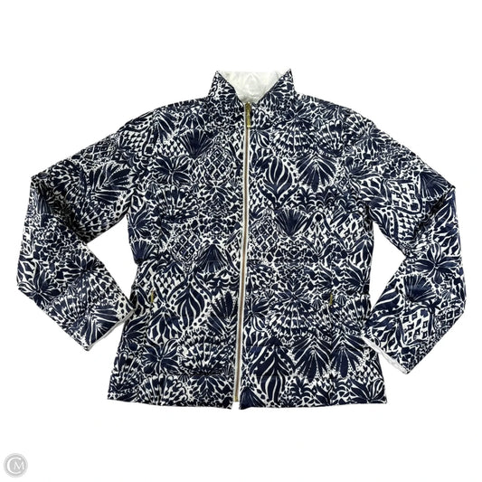 Coat Designer By Lilly Pulitzer In Blue & White, Size: M