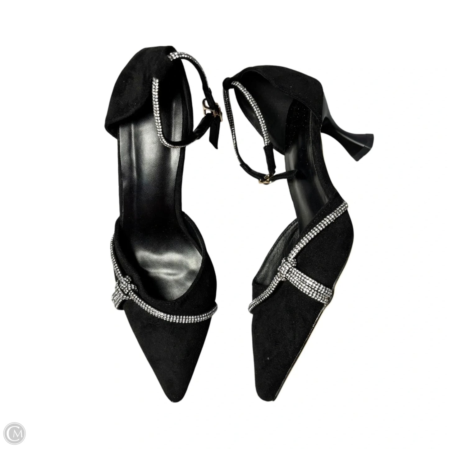 Shoes Heels Kitten In Black & Silver, Size: 8.5