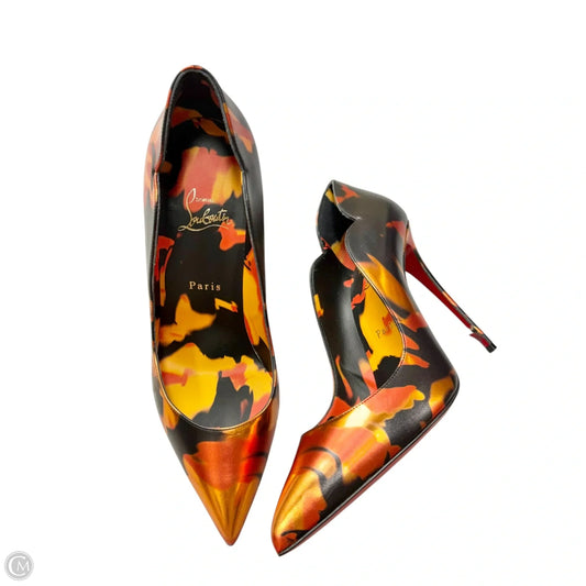 Shoes Luxury Designer By Christian Louboutin In Black & Orange, Size: 10.5