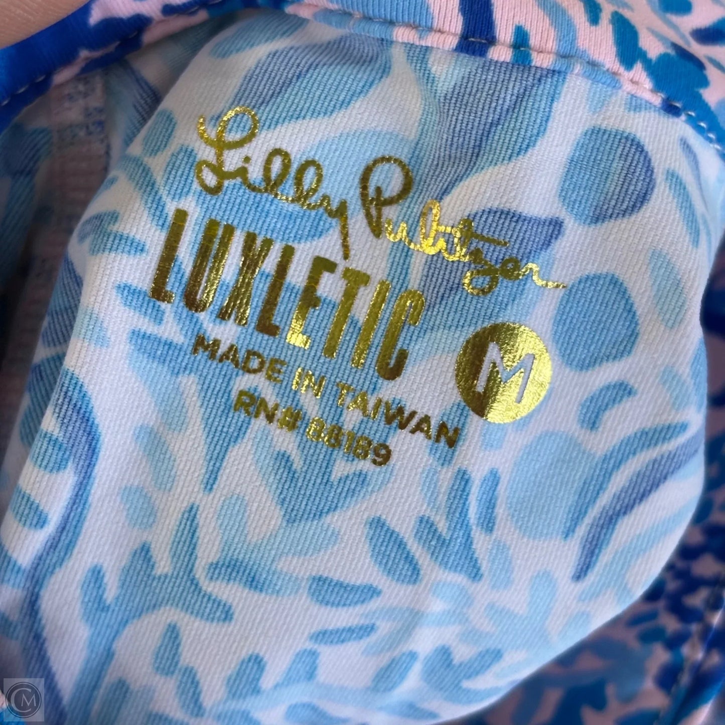 Top Long Sleeve Designer By Lilly Pulitzer In Blue & Pink, Size: M