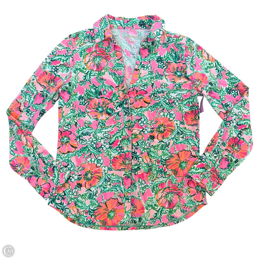 Top Long Sleeve Designer By Lilly Pulitzer In Green & Pink, Size: Mp