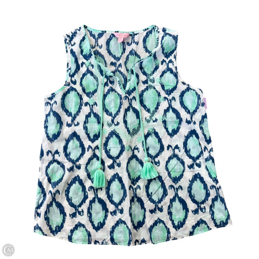 Blouse Designer By Lilly Pulitzer In Blue & White, Size: S