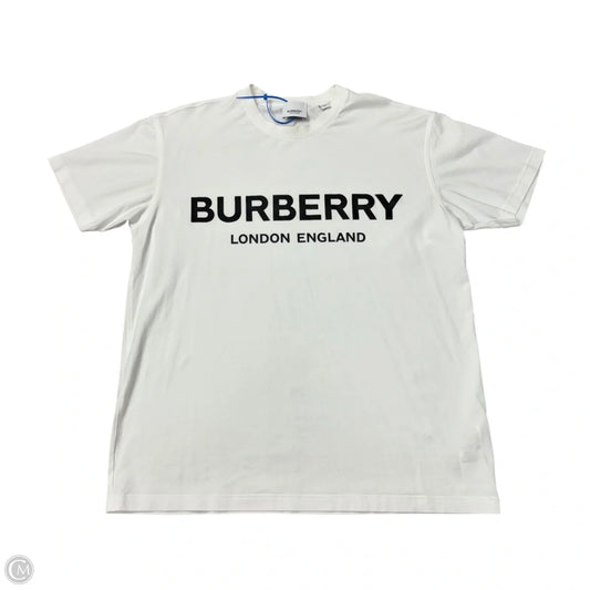 Top Short Sleeve Luxury Designer By Burberry In Black & White, Size: Xs