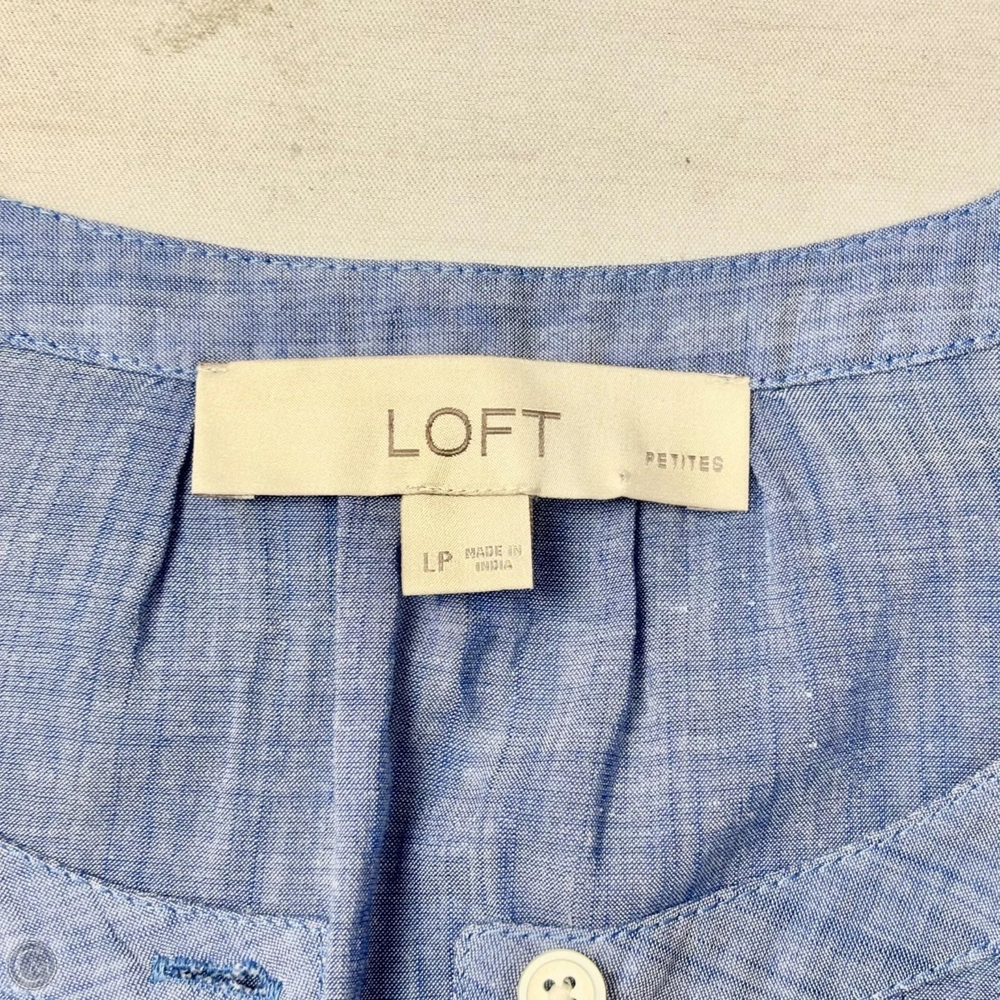 Blouse Long Sleeve By Loft In Blue & White, Size: Lp