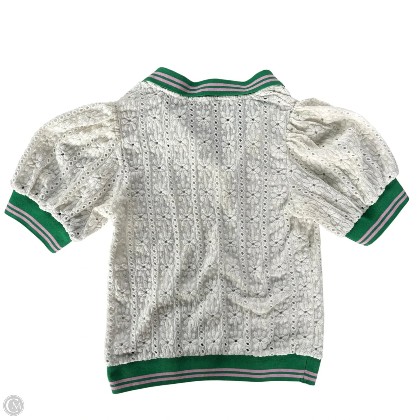 Blouse Short Sleeve By Maeve In Green & White, Size: S
