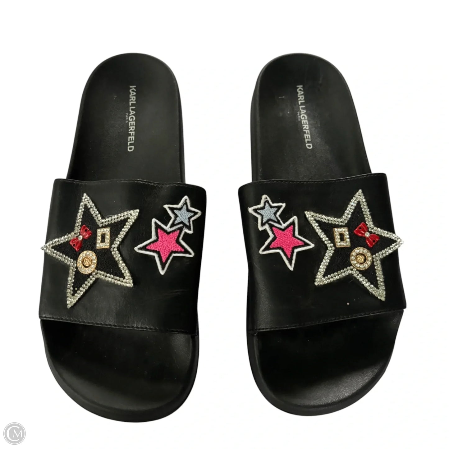 Sandals Designer By Karl Lagerfeld In Black, Size: 10