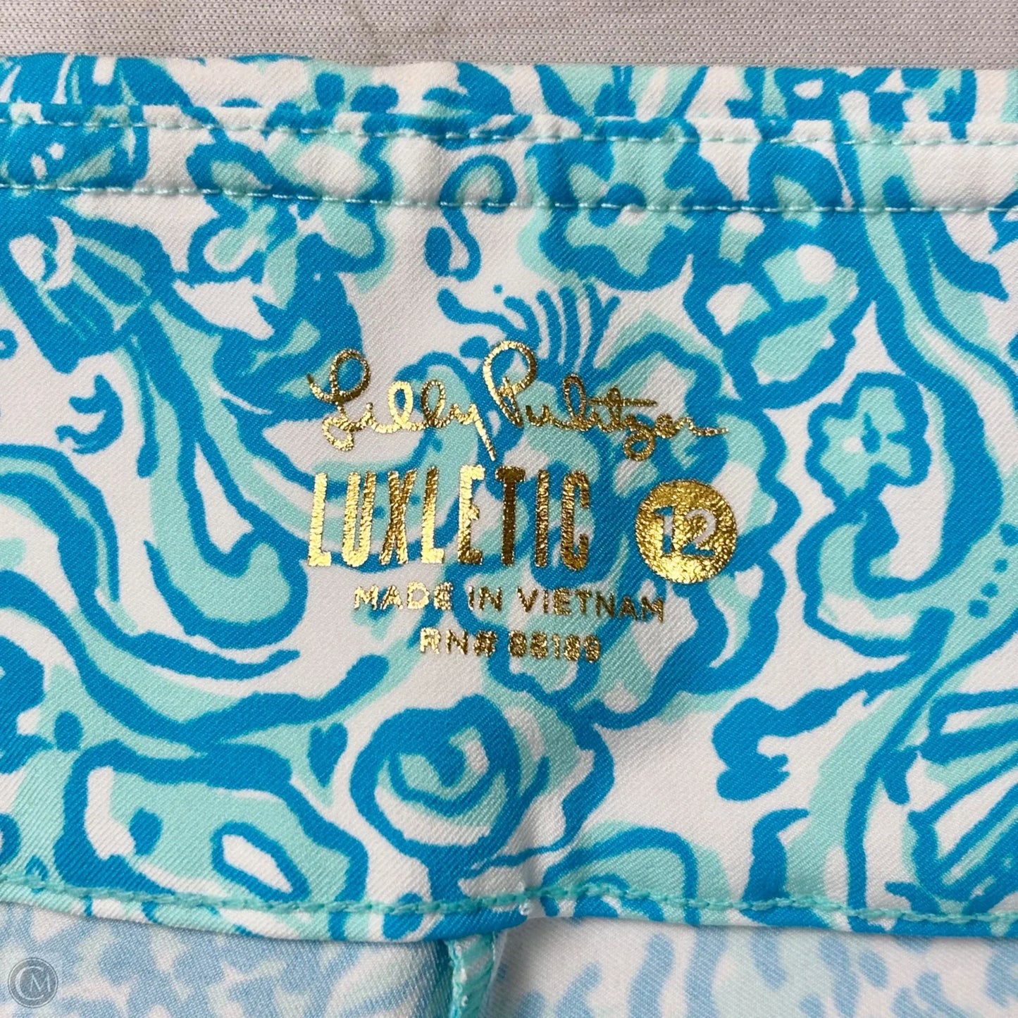 Shorts Designer By Lilly Pulitzer In Blue & White, Size: L