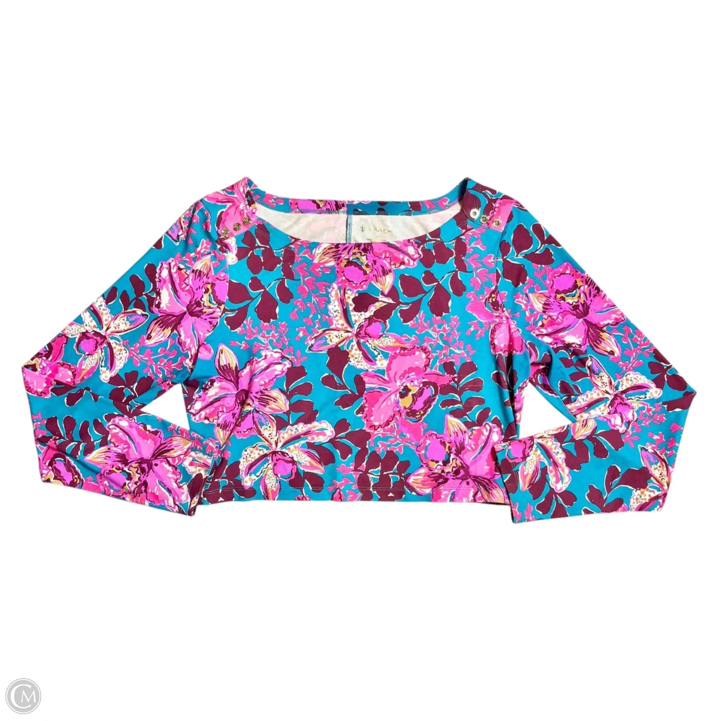 Top Long Sleeve Designer By Lilly Pulitzer In Blue & Purple, Size: Xl