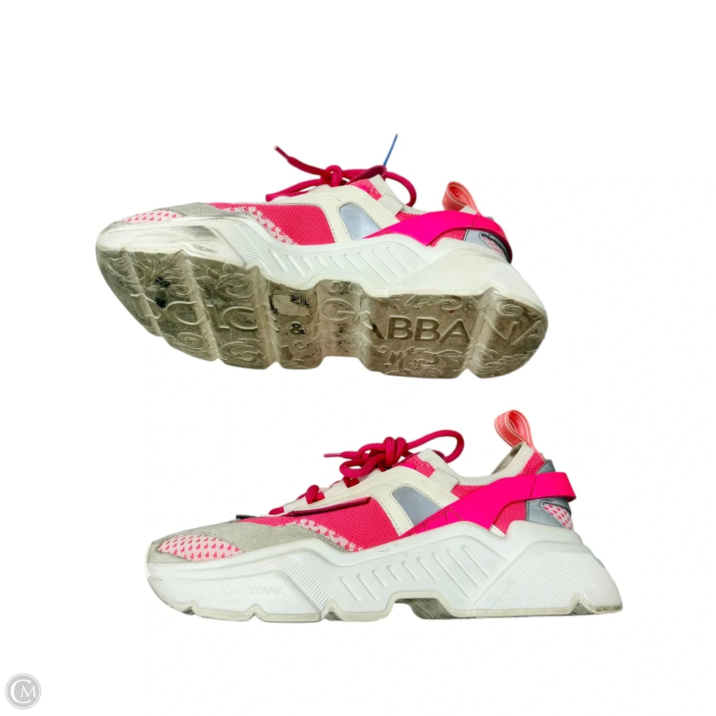 Shoes Luxury Designer By Dolce And Gabbana In Pink & White, Size: 8.5