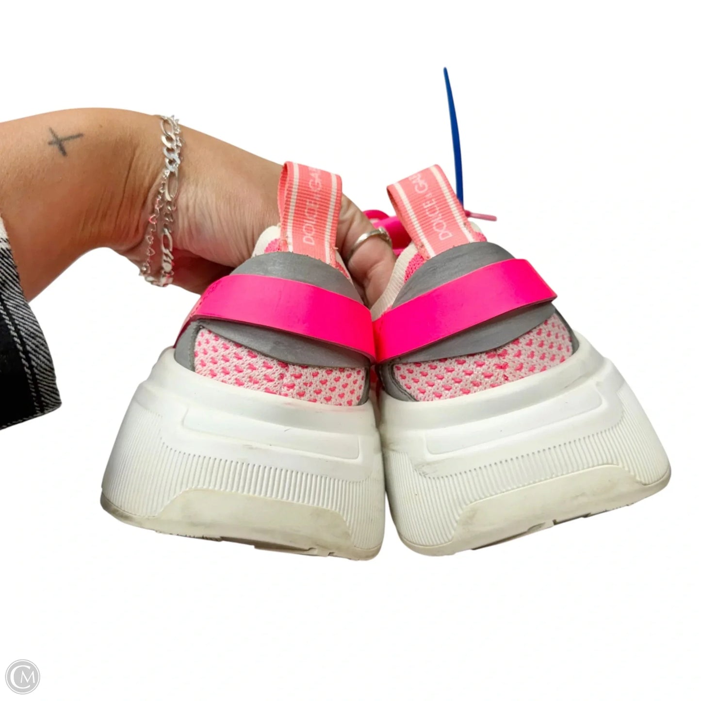 Shoes Luxury Designer By Dolce And Gabbana In Pink & White, Size: 8.5