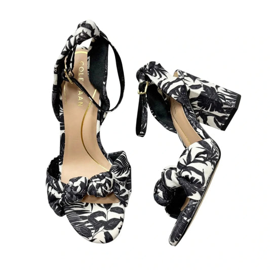 Sandals Heels Block By Cole-haan In Black & White, Size: 6.5