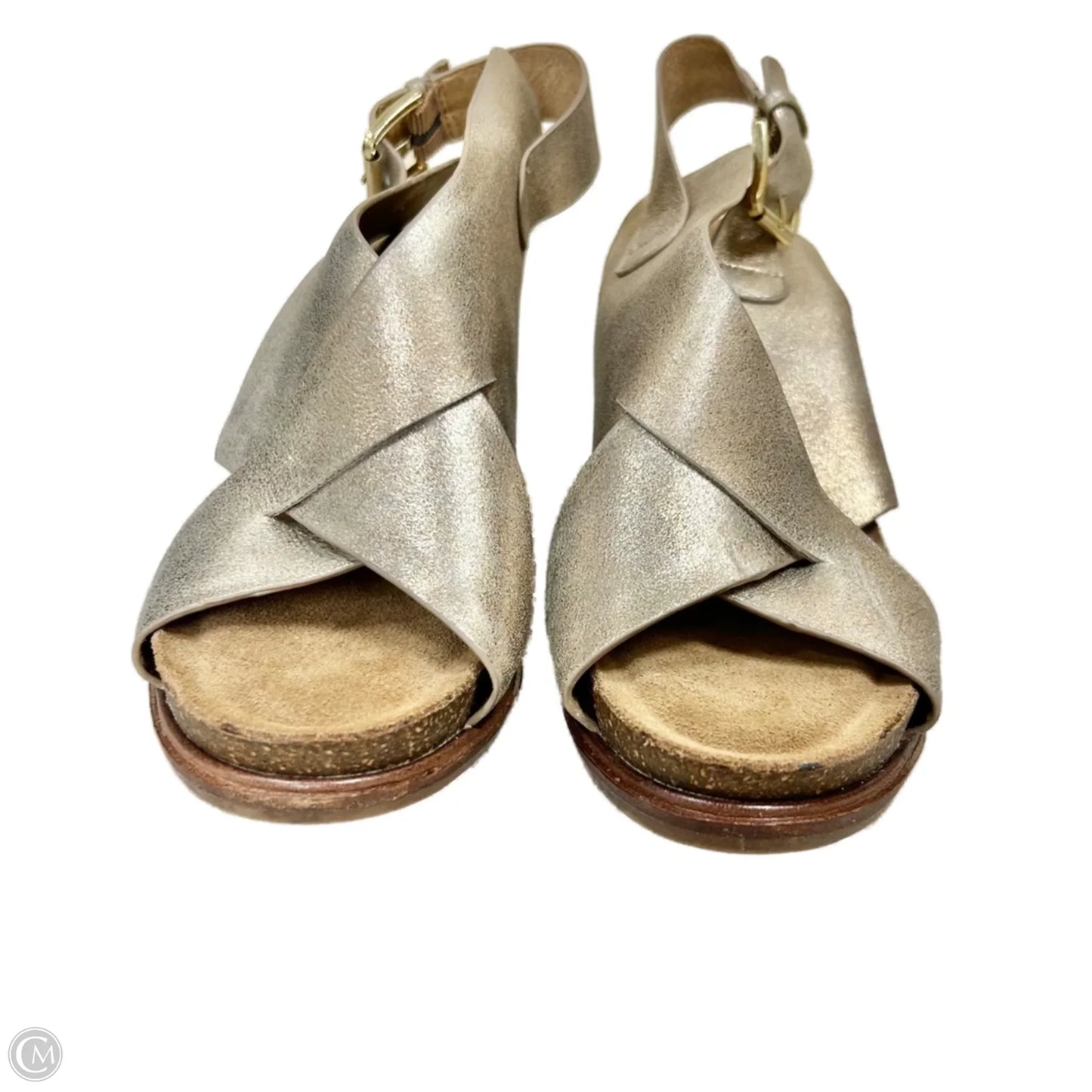 Sandals Heels Block By Sofft In Brown & Gold