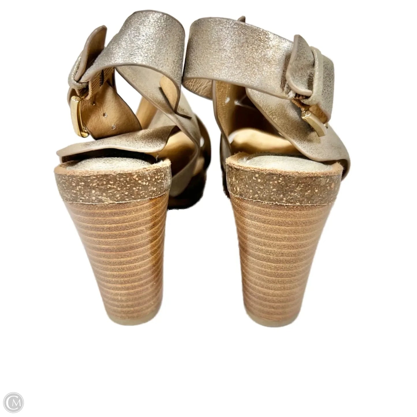 Sandals Heels Block By Sofft In Brown & Gold