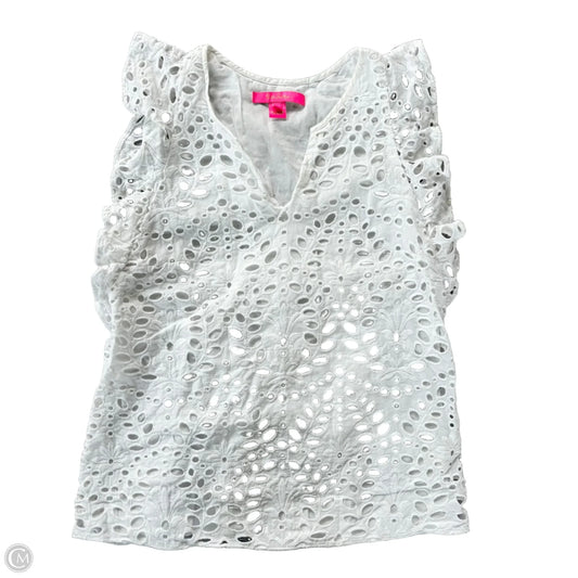 Top Short Sleeve Designer By Lilly Pulitzer In White, Size: S