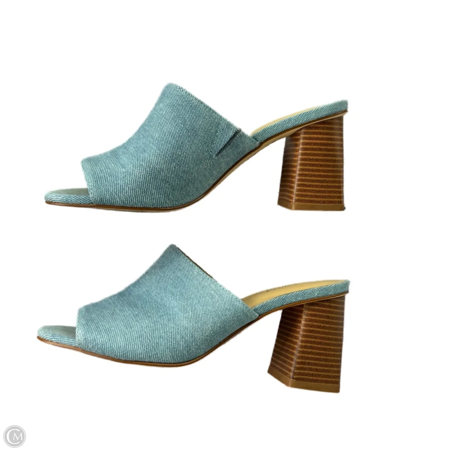 Sandals Heels Block By Nine West In Blue Denim, Size: 8