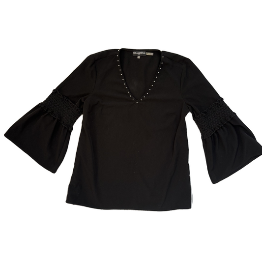 Top Long Sleeve Designer By Karl Lagerfeld In Black, Size: S