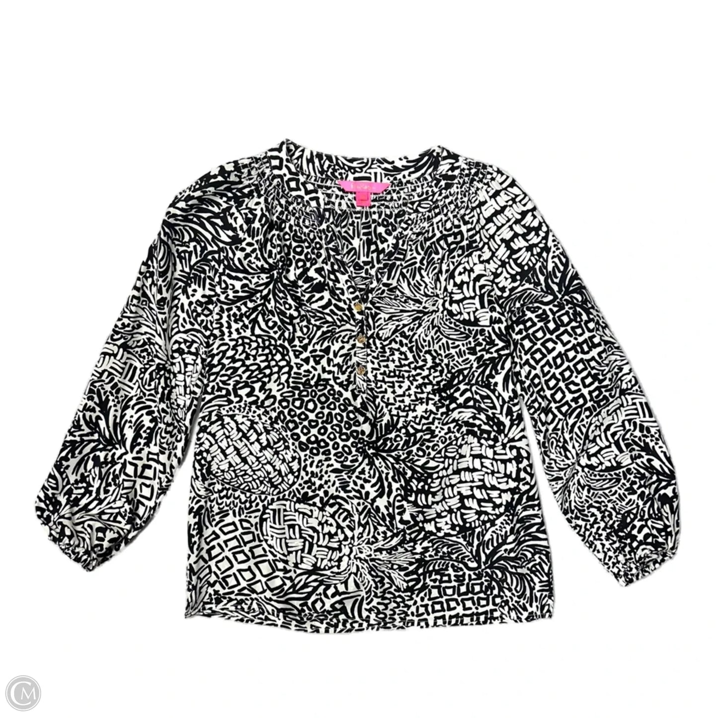 Top Long Sleeve Designer By Lilly Pulitzer In Black & White, Size: Xs