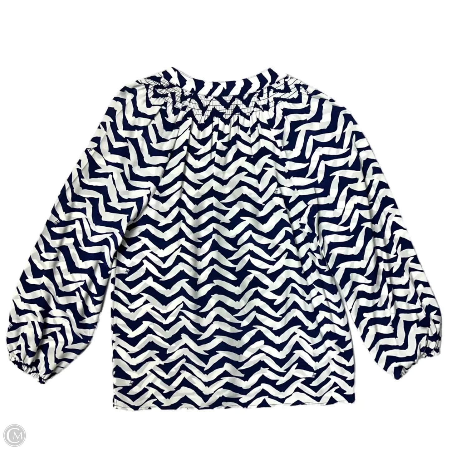 Top Long Sleeve Designer By Lilly Pulitzer In Blue & White, Size: M