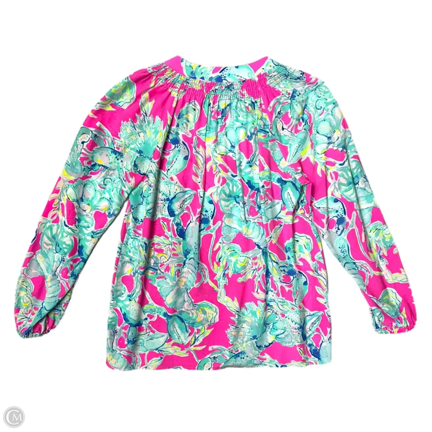 Top Long Sleeve Designer By Lilly Pulitzer In Blue & Pink, Size: S